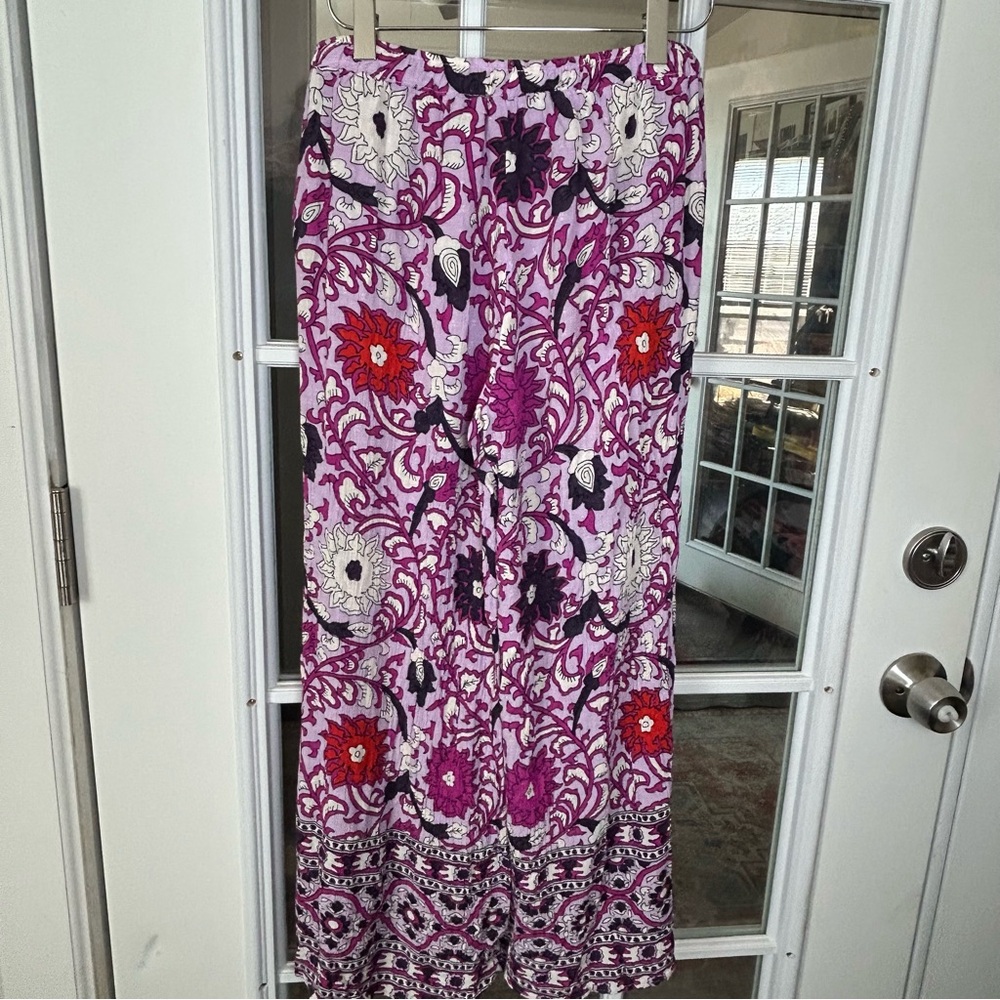 Cynthia Rowley Floral Purple Wide‎ Leg Pants Size Small - Picture 8 of 14